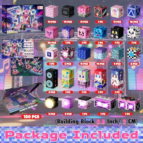 Annexfun 150PCS Magnetic Blocks with Light Up BlocksMagnetic Cubes Magnetic Building Blocks Toys for Ages 3 STEM Sensory Stacking Toys for Boys Girls Birthday Gifts - Image 5