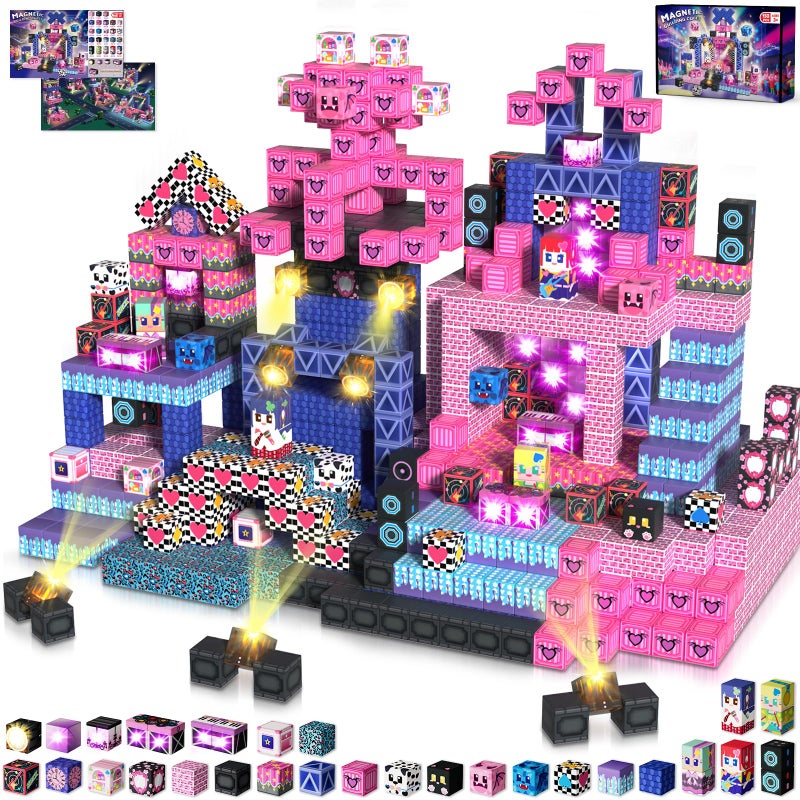 Annexfun 150PCS Magnetic Blocks with Light Up BlocksMagnetic Cubes Magnetic Building Blocks Toys for Ages 3 STEM Sensory Stacking Toys for Boys Girls Birthday Gifts - Image 3