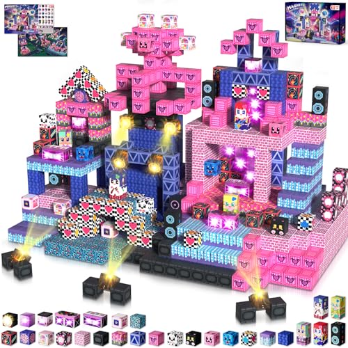 Annexfun 150PCS Magnetic Blocks with Light Up BlocksMagnetic Cubes Magnetic Building Blocks Toys for Ages 3 STEM Sensory Stacking Toys for Boys Girls Birthday Gifts - Image 1