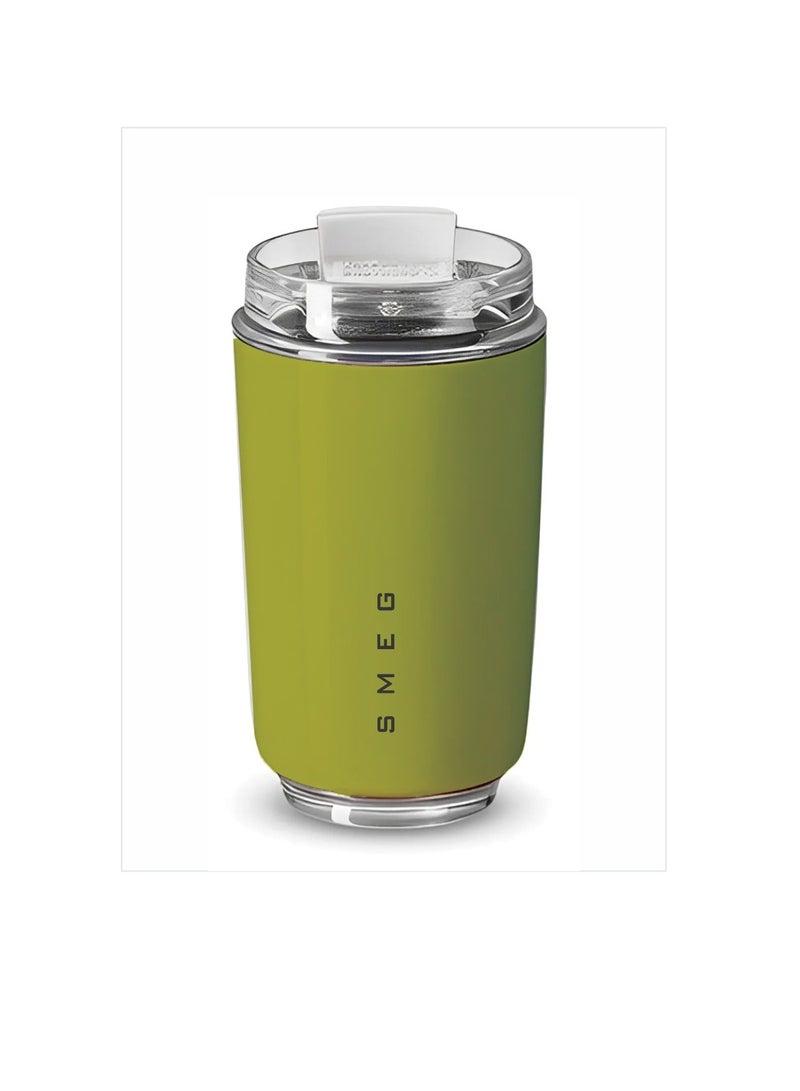 smeg Travel Mug, Insulated Coffee Tumbler, Leak Proof Stainless Steel Thermal Reusable Coffee Cup, Lightweight And Portable Drink Container For Home Office Traveling, (1pc, 350ML Green)