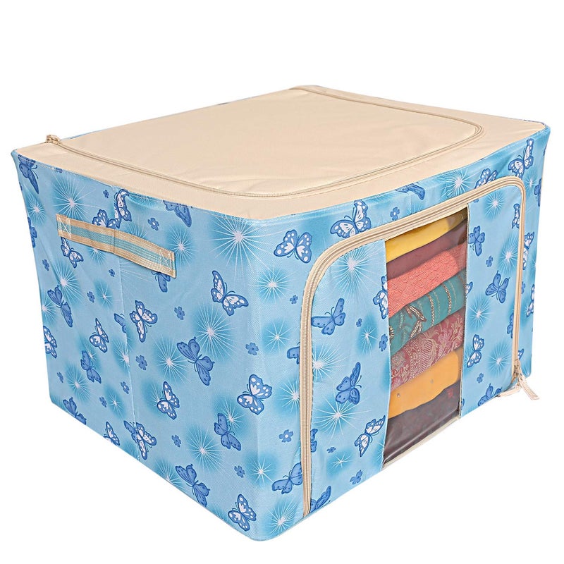 AAGNA 66 L Folding Reinforced Quilts Storage Box Zipper Clothes Storage Organizer Washable Household Sorting Box Blanket Package Container Kids Clothe Bra Panty Sweater Pack of 2 50 x 40 x 33 - Image 2