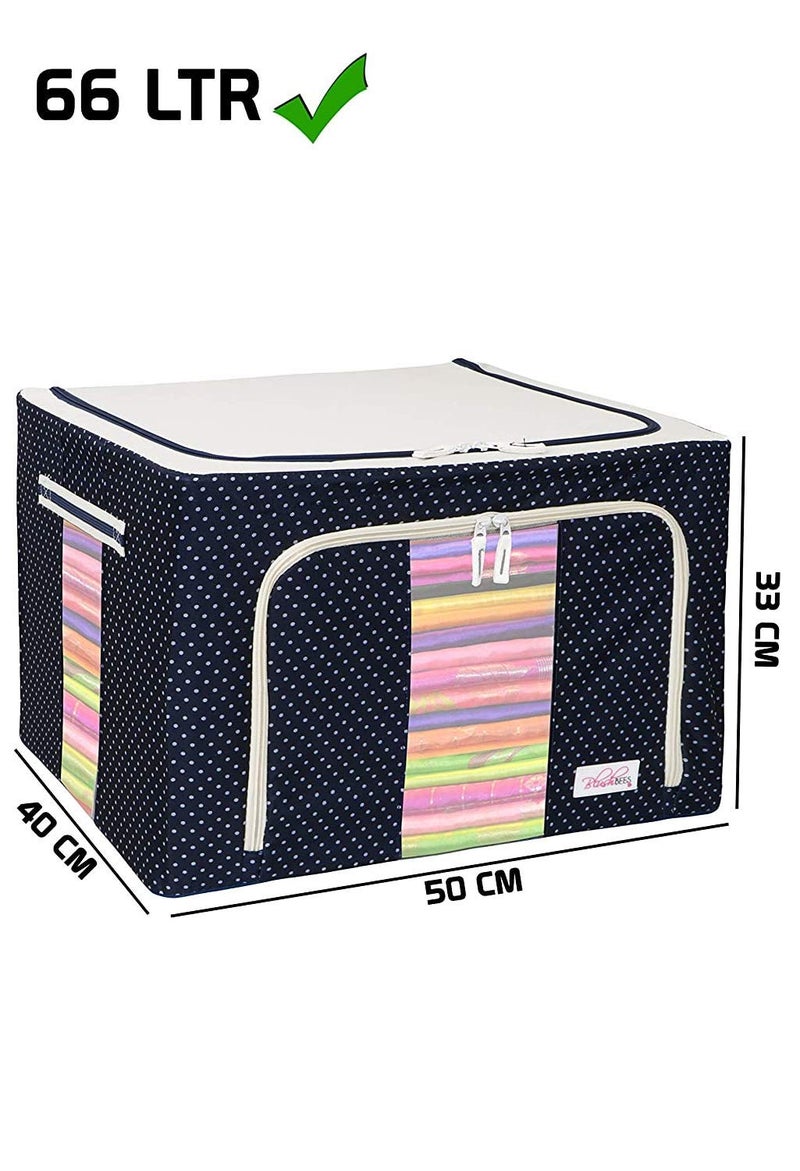 AAGNA 66 L Folding Reinforced Quilts Storage Box Zipper Clothes Storage Organizer Washable Household Sorting Box Blanket Package Container Kids Clothe Bra Panty Sweater Pack of 2 50 x 40 x 33 - Image 5
