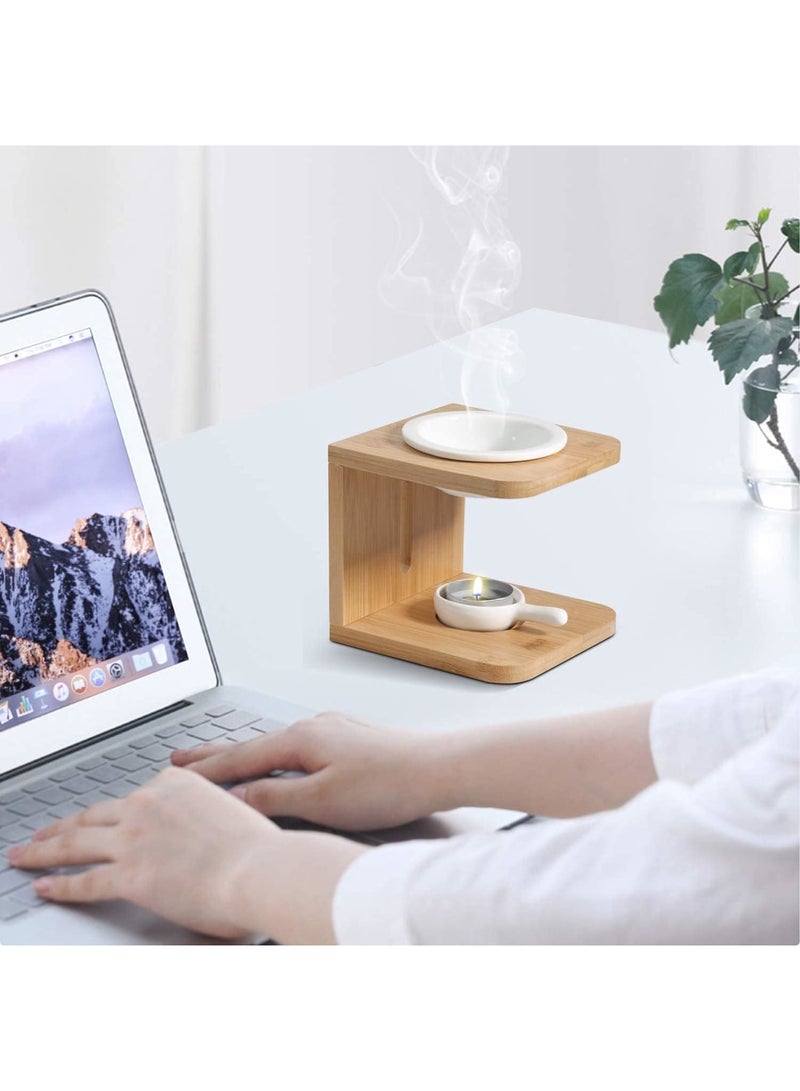 SOLARAE Wooden Essential Oil Burner, Scented Wax Melt Burner with Candle Holder, Aroma Burner Oil Diffuser Candle Tea light Oil Warmer Yoga Spa Home Bedroom Decor Gift, 100 ML - Image 3