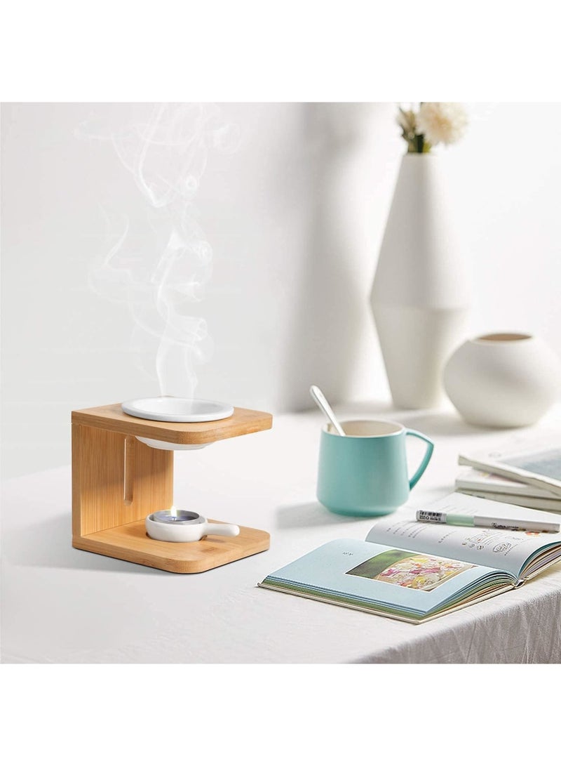 SOLARAE Wooden Essential Oil Burner, Scented Wax Melt Burner with Candle Holder, Aroma Burner Oil Diffuser Candle Tea light Oil Warmer Yoga Spa Home Bedroom Decor Gift, 100 ML - Image 4