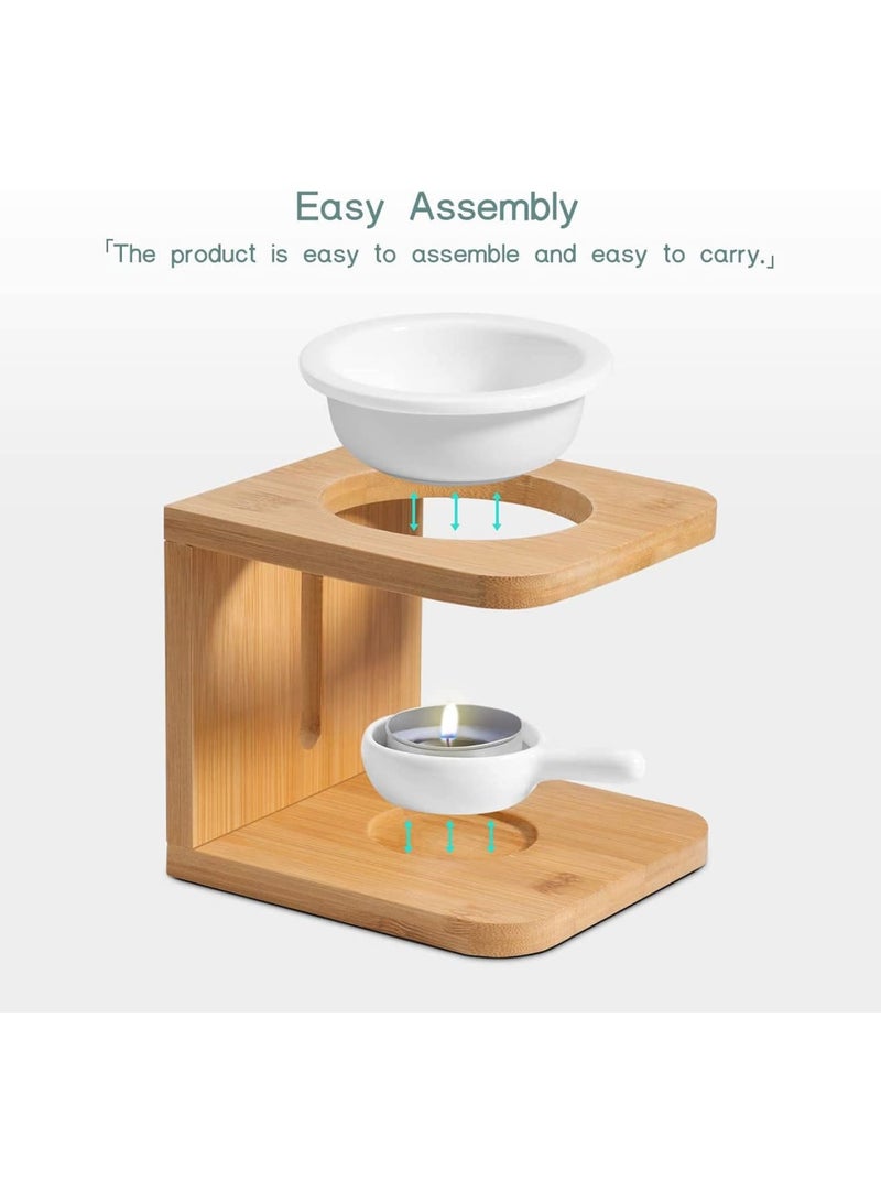 SOLARAE Wooden Essential Oil Burner, Scented Wax Melt Burner with Candle Holder, Aroma Burner Oil Diffuser Candle Tea light Oil Warmer Yoga Spa Home Bedroom Decor Gift, 100 ML - Image 5