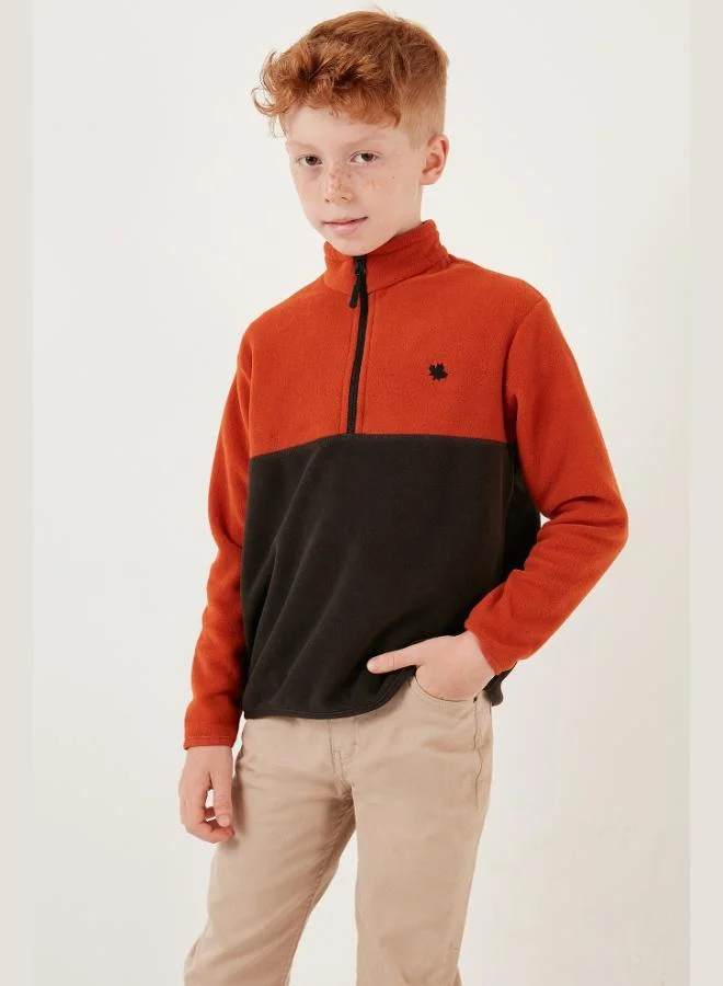 ليلا ليلا سويت شيرت قطعتين بسحاب نصي وياقة واقف لونين للأطفال