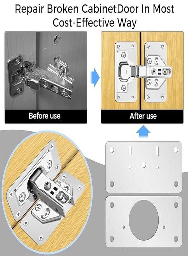 Met Craft Stainless Steel 304 Grade Cabinet Repair Plates with Pre-Punched Holes and Screws I Universal for All Auto Concealed Hinge I for Doors, Cabinets, Cupboard Door, Wardrobes (Silver, 2 Set) - Image 3