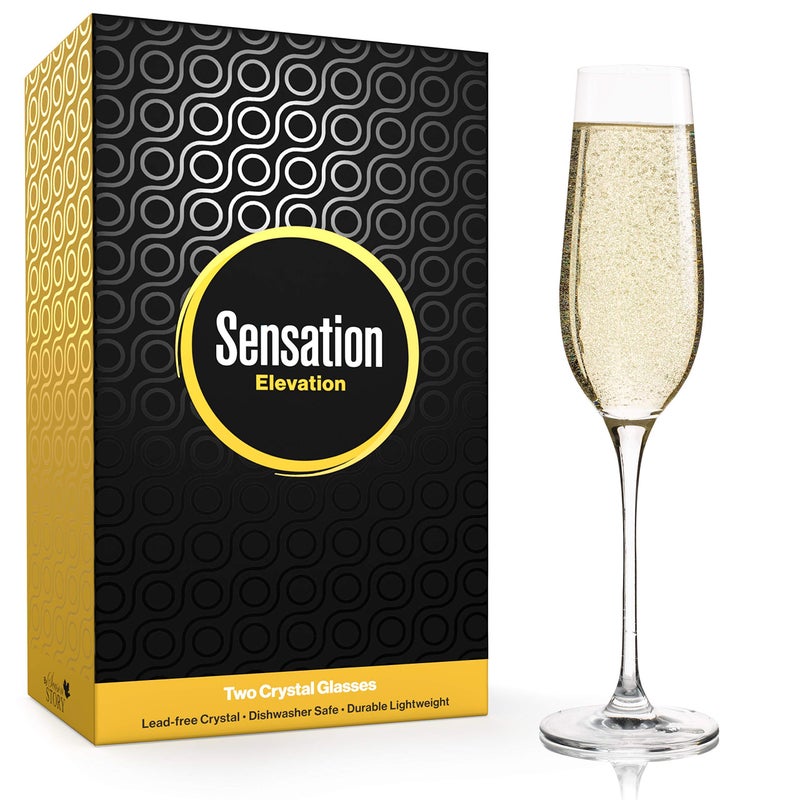 Season STORY Season STORY Crystal Champagne Flutes Set of 2 8 ounce Champagne Glasses Wedding Glassware for Sparkling Wine Fancy Long stem glasses Sauvignon Blanc wine flute glasses Pinot Noir wine glass