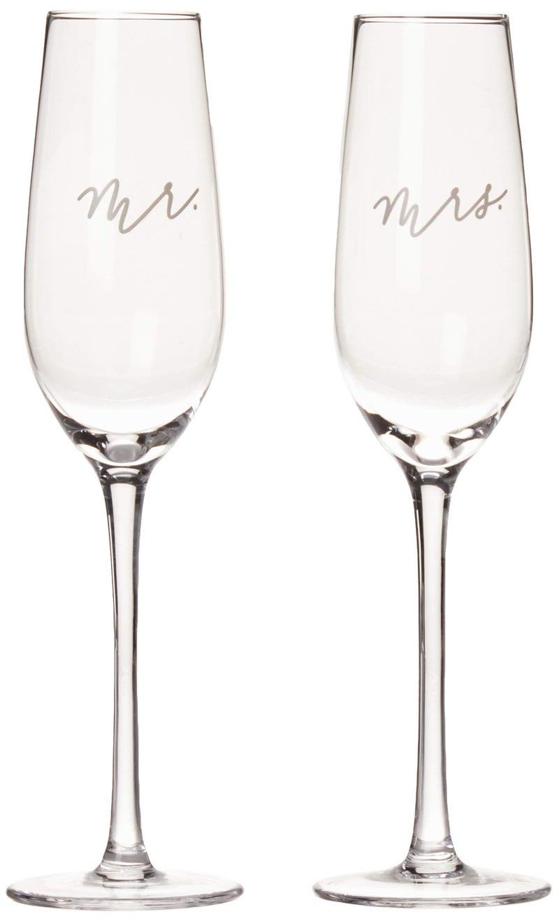Pearhead Mr. & Mrs. Champagne Flute Set - Elegant His and Hers Wedding Toasting Glasses for Unforgettable Celebrations, Bridal Shower and Registry Idea, Tall Wine Glasses for Bride and Groom - Image 1