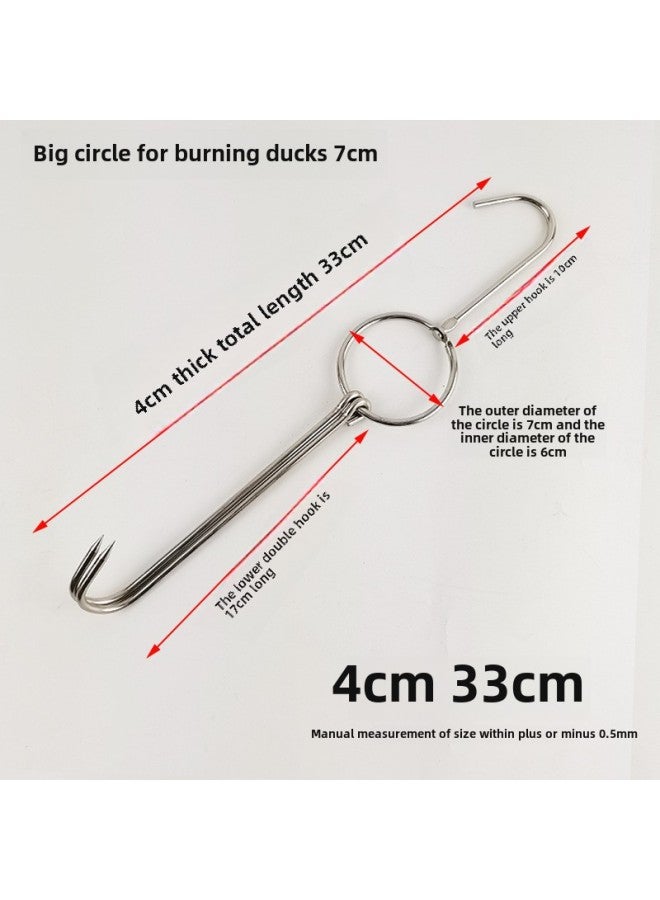 Roast Duck Hook Roast Duck Hook Roast Goose Double Hook Duck Hook Commercial Special Hook Roast Meat Ring Large Circle Stainless Steel Shelf-Color:Hanging Duck 4cm 33cm Large Circle 7cm 1 Buy Ten Get Two Free  - Image 1