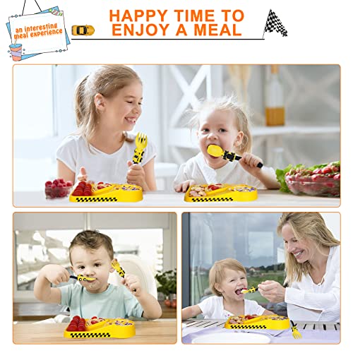 Deinyi Construction Toddler Utensils - Toddler Forks and Spoons - Kids Construction Truck Utensils - Forks and Spoons Silverware Set - Christmas Birthday Gift for 1 2 3 4 5 year old, Yellow - Image 4
