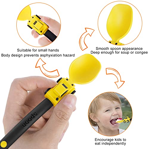 Deinyi Construction Toddler Utensils - Toddler Forks and Spoons - Kids Construction Truck Utensils - Forks and Spoons Silverware Set - Christmas Birthday Gift for 1 2 3 4 5 year old, Yellow - Image 5