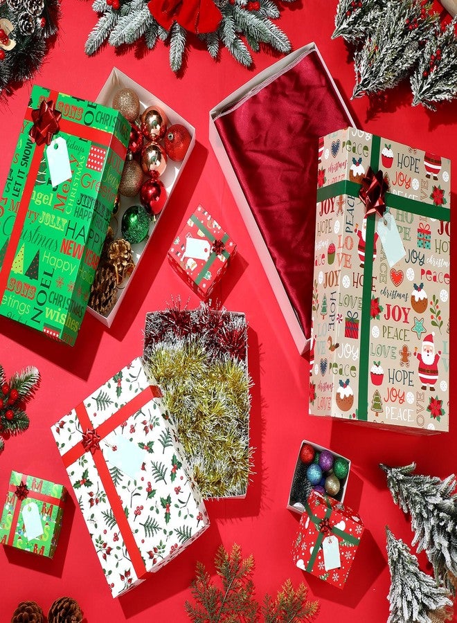 Cholemy 24 Pieces Christmas Gift Boxes with Lids and Red Bows Christmas Gift Wrap Boxes Holiday Present Box 4 Sizes Gift Boxes Shirt Box for Wrapping Xmas Holiday Present - Image 3