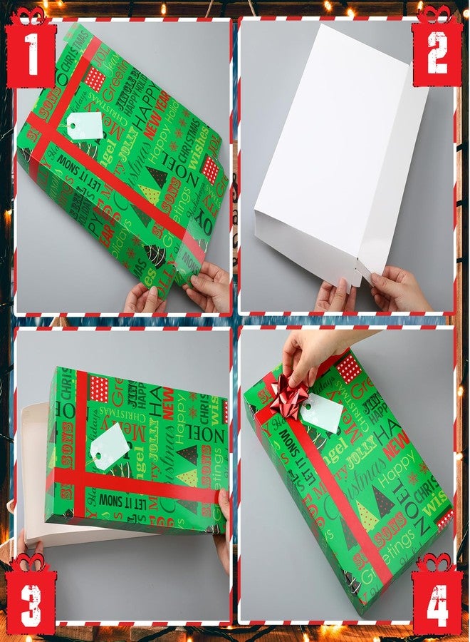 Cholemy 24 Pieces Christmas Gift Boxes with Lids and Red Bows Christmas Gift Wrap Boxes Holiday Present Box 4 Sizes Gift Boxes Shirt Box for Wrapping Xmas Holiday Present - Image 5