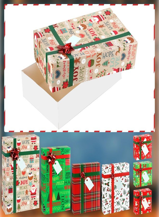 Cholemy 24 Pieces Christmas Gift Boxes with Lids and Red Bows Christmas Gift Wrap Boxes Holiday Present Box 4 Sizes Gift Boxes Shirt Box for Wrapping Xmas Holiday Present - Image 4