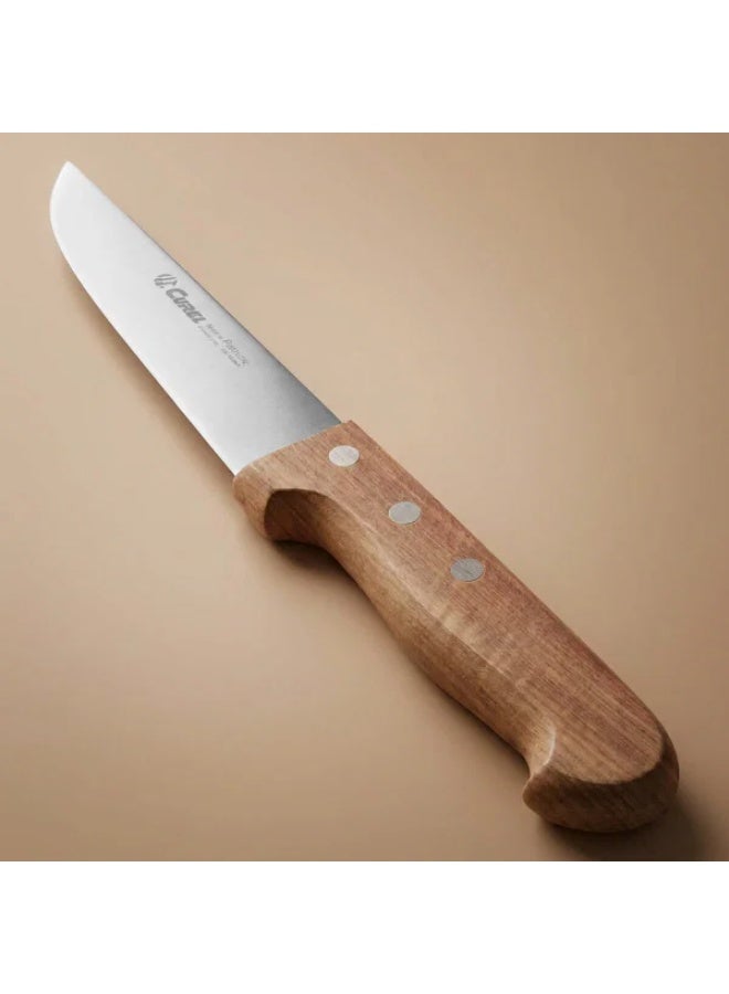 Curel steel knife, size 13 cm, wooden handle - brown - Image 1