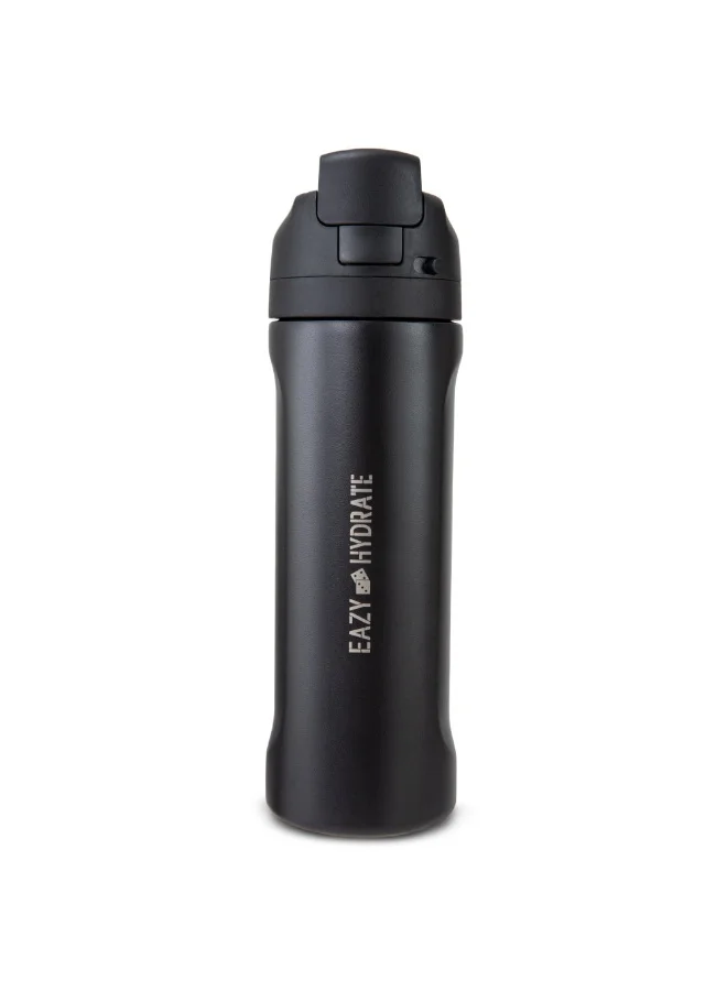 Eazy Kids Eazy Kids Stainless Steel Water Bottle w/ Straw and Spout 710mL Black