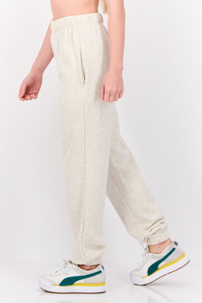 NIA Women Regular Fit Plain Jogger Sweatpants, Beige - Image 2