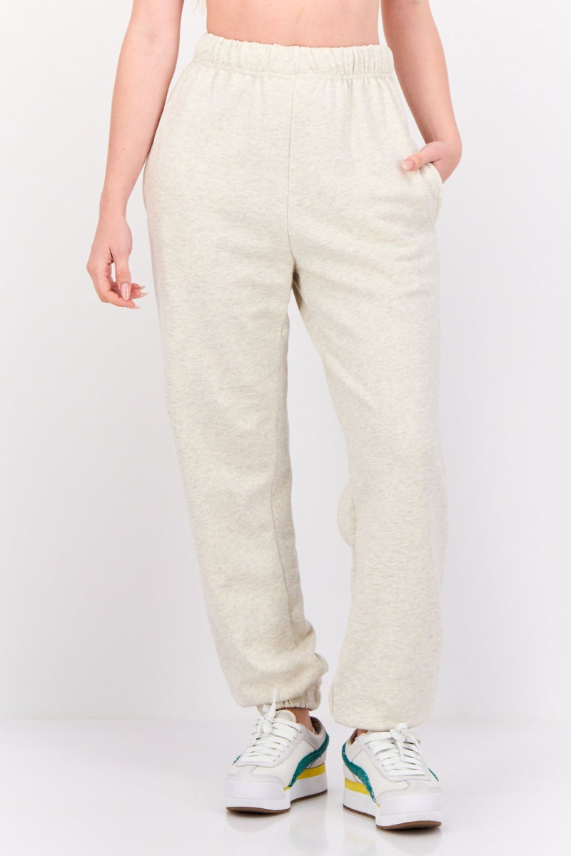 NIA Women Regular Fit Plain Jogger Sweatpants, Beige - Image 1