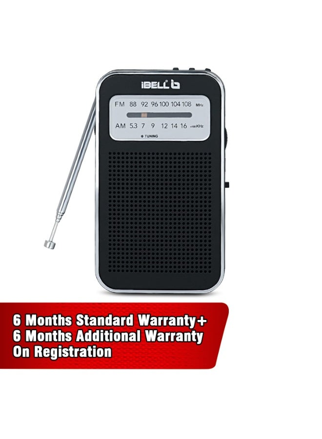 iBELL FM720BT Portable Pocket FM Radio with Bluetooth Speaker, USB/SD MP3 Player, Rechargeable with Type C Port, 2 Band (Black) - Image 3