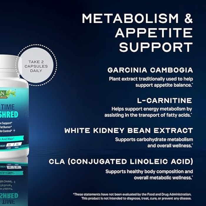 LEAN Nutraceuticals Weight Loss Pill Night Time Sleep Shred Fast Fat Burner, Appetite Suppressant Aid Carb Blocker Metabolism Booster Support Supplement for Women Men with Melatonin White Kidney Bean Ashwagandha 60 Caps - Image 5