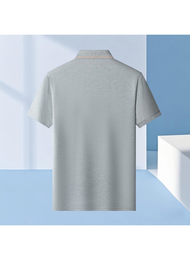 Tucano Mulberry Silk Summer Short-sleeve Polo Shirt + Ice Silk Casual Pants Loose Versatile Dad Men's Suit - Image 4