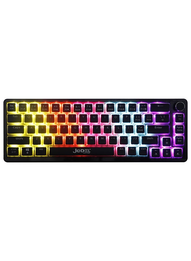 جي ديل - لوحة مفاتيح ميكانيكية للألعاب لاسلكية KL150 مع أضواء LED ملونة باللون الأسود - Image 1
