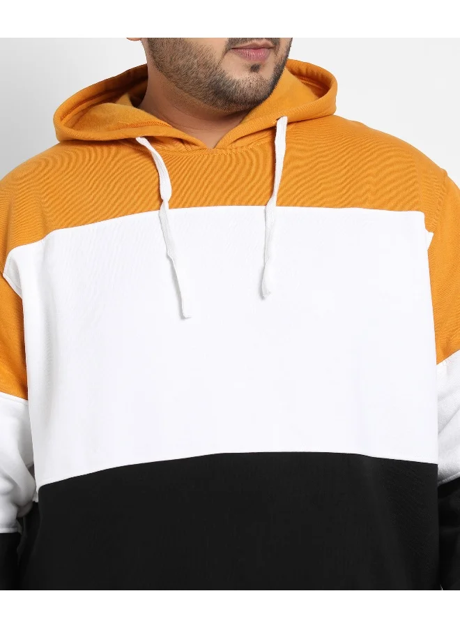 Instafab Plus Instafab Plus Men's Multicolour Contrast Panel Hoodie With Ribbed Hem