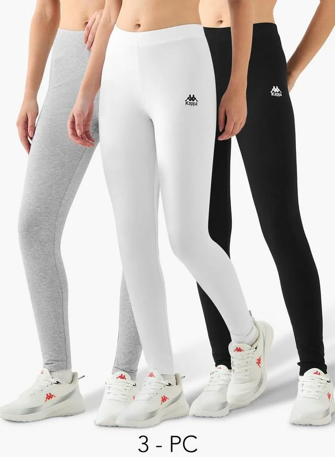 كابا Kappa Pack of 3 Elasticated Full Length Leggings with Logo Print