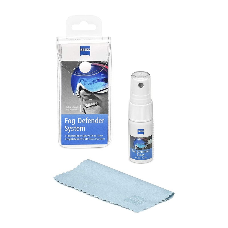 ZEISS Fog Defender System Anti-Fog Spray for Glasses – 1 Spray Bottle and 1 Microfiber Cloth - Image 1