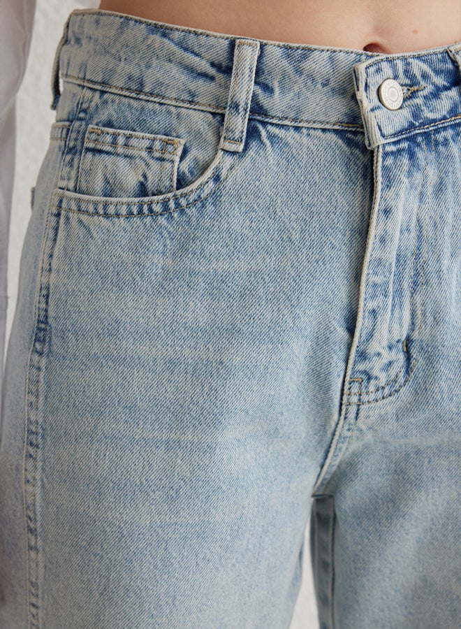 trendyol Light Blue High Waist Wide Leg Jeans Twoaw24Je00313 - Image 4