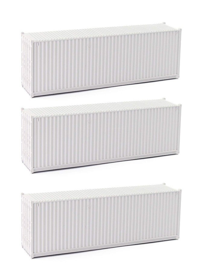 Evemodel 3pcs HO Scale Undecorated 40' (ft) Shipping Containers 1:87 White Ribbed Side Container C8740W - Image 1