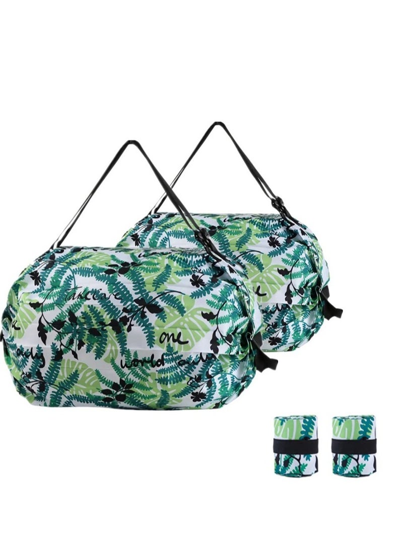 Excefore 2-Pcs Reusable Recycling Grocery Bags with Handles, Foldable Washable Shopping Bags, Waterproof Large Capacity Shopping Tote Bag - Image 1