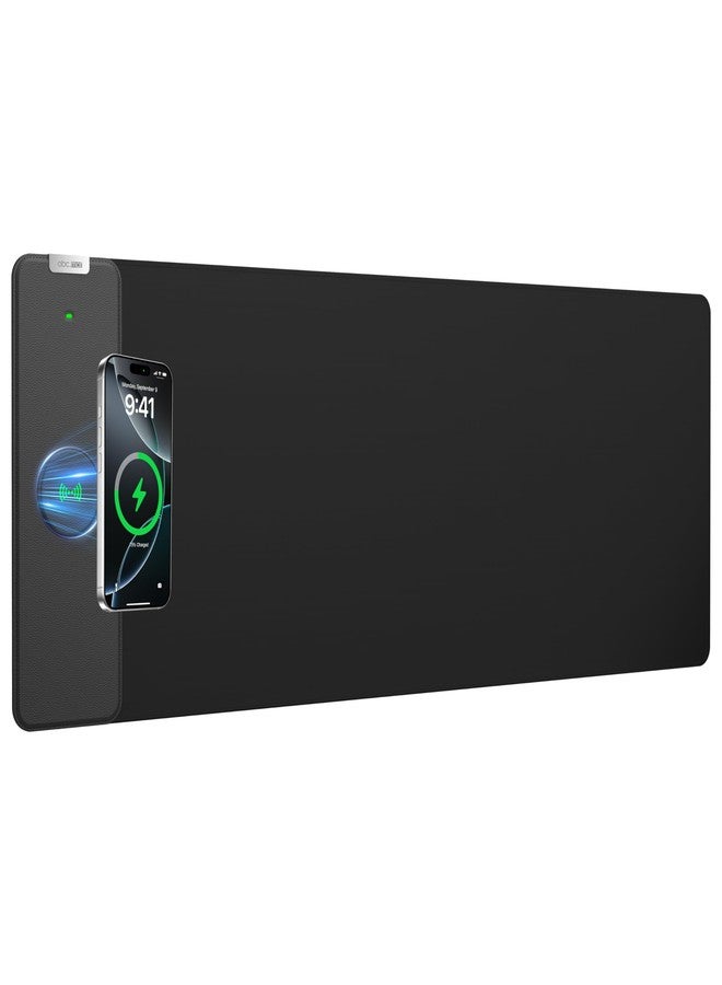 abc.mat Magnetic Wireless Charging Mouse Pad, Gaming Mouse Pad, 31.5" x11.8“ Large Desk Mat for Laptop/Keyboard, Waterproof Smooth Surface, Non-Slip Base, Black - Image 1