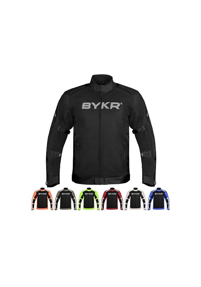 BYKR Mesh Motorcycle Jacket For Men Dual Sports Adventure Breathable Air Racing Bikers Riding Powersports Protective Motorbike Jackets Enduro CE Armored Black Medium - Image 1