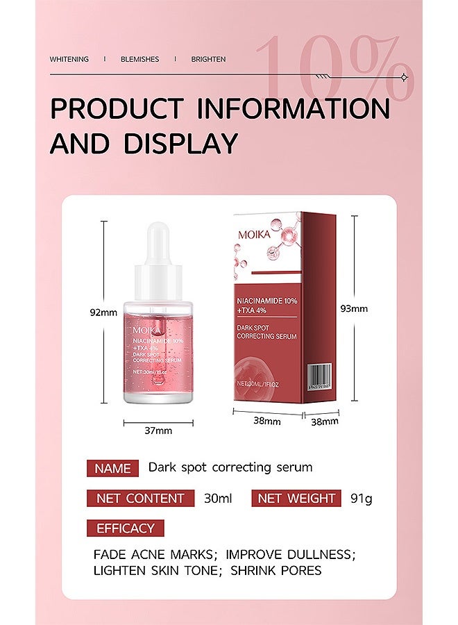 MOIKA Niacinamide 10% 4% Tranexamic Acid Serum, Hyaluronic Acid, Vitamin B12, Fragrance Free (30ml /1.01 fl.oz.)  - Image 2