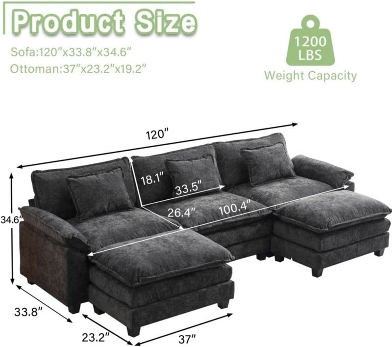Comfynest Praylow-Style U-Shaped Modular Sectional Sofa - Image 2