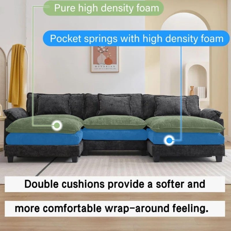 Comfynest Praylow-Style U-Shaped Modular Sectional Sofa - Image 5