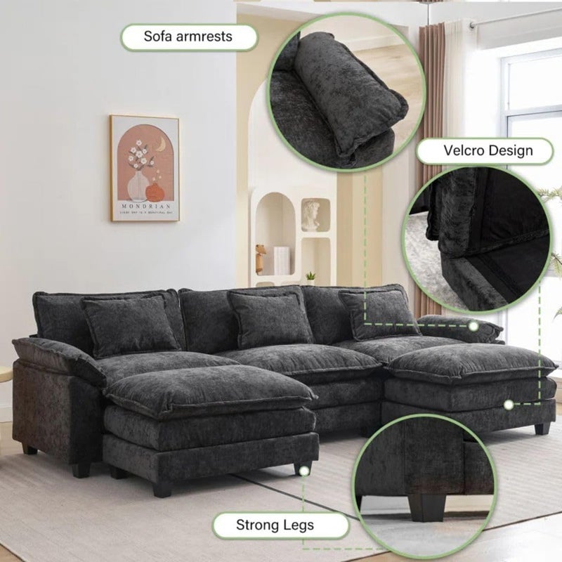 Comfynest Praylow-Style U-Shaped Modular Sectional Sofa - Image 4
