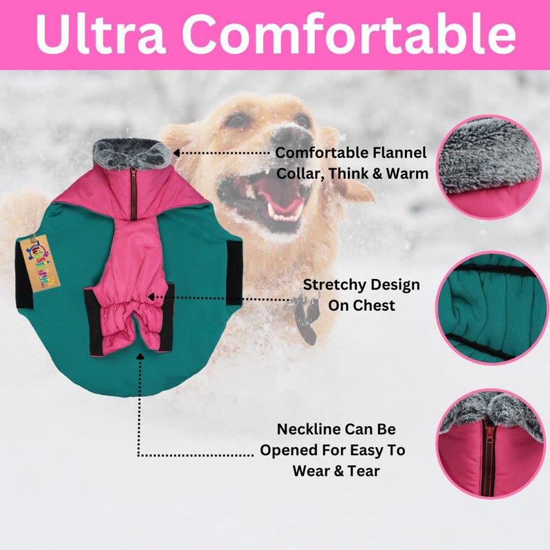 Western Era Windproof Dog Winter Fur Coat, Waterproof Dog Jacket, Warm Dog Vest, Cold Weather Pet Apparel with 2 Layers Fleece Lined for Small Medium Large Dogs (Pink) (Medium - 18 inch) - Image 3
