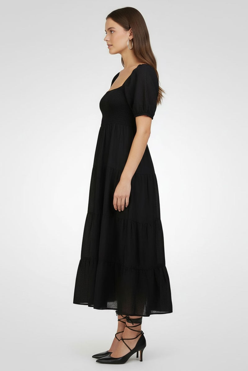 Willow & Whistle Women Plain Midi Dress, Black - Image 4