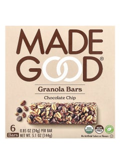 MADE GOOD MadeGood, Granola Bars, Chocolate Chip, 6 Bars, 0.85 oz (24 g) Each  - Image 1
