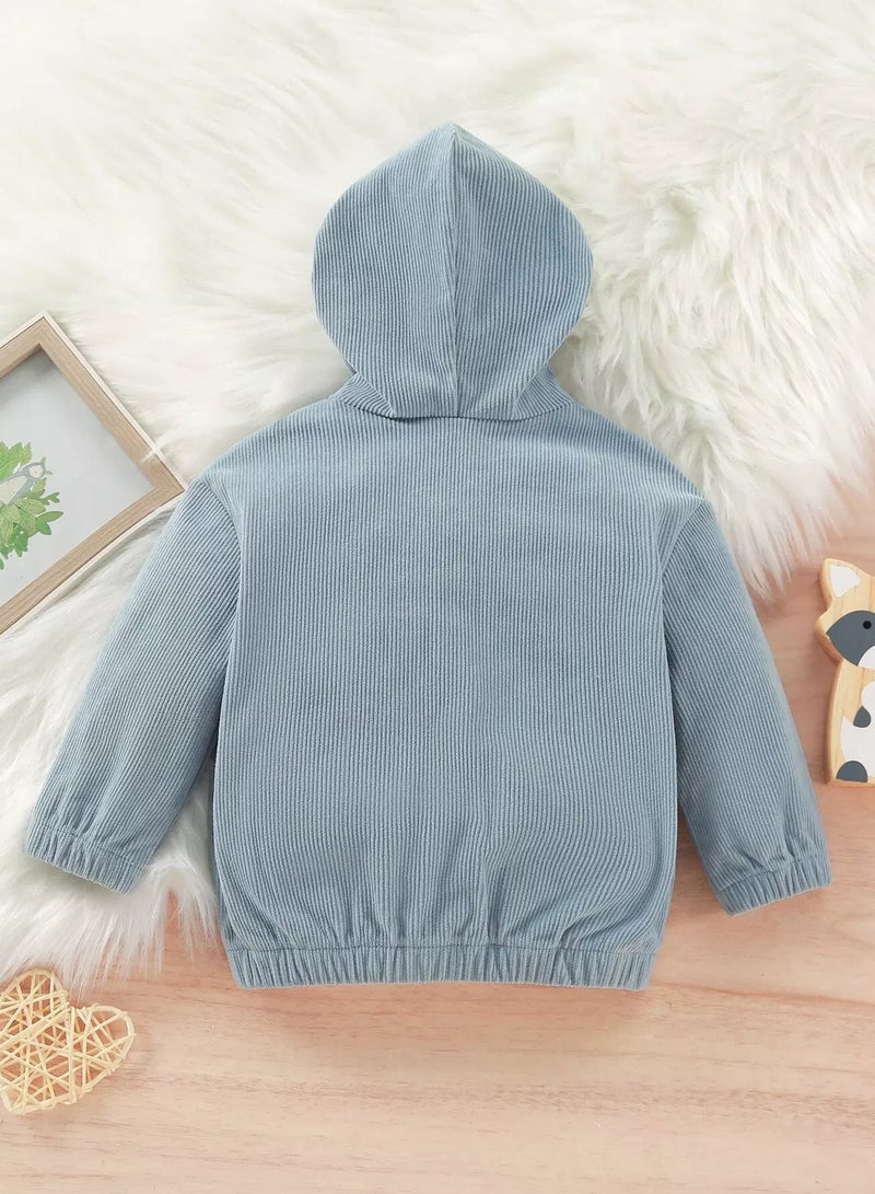 Baby Pocket Front Button Front Hooded Corduroy Jacket  - Image 2