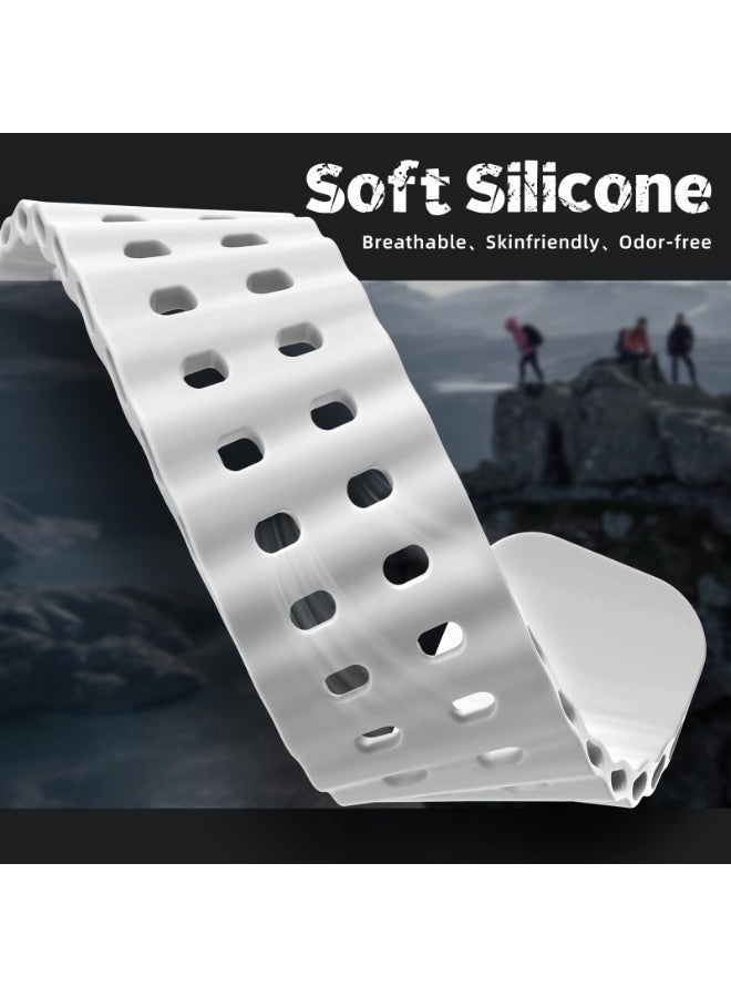 ChicVibe Silicone Sport Strap Compatible with Apple Watch Ultra 3/Ultra 2/Ultra 49mm, S11/S10 46mm, S9/S8/S7 45mm, SE3/SE2/SE/S6/S5/S4 44mm, S3/S2/S1 42mm iWatch Band for Men Women - Soft Silicone Breathable Outdoors Band for iWatch Series, Adjustable Band Breathable Sport Strap (White) - Image 3