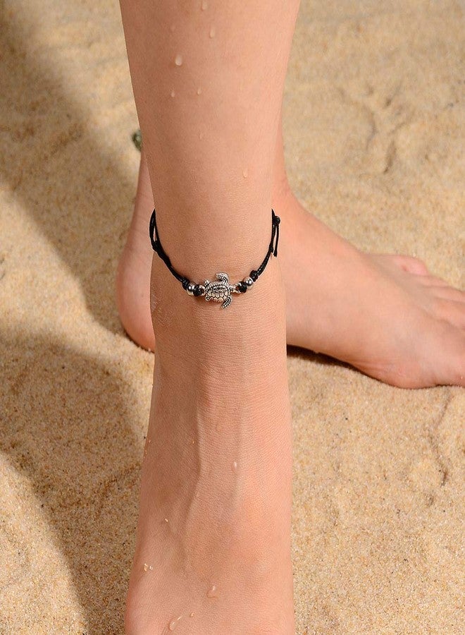 SUNSH 2PCS Sea Turtle Bracelets for Women Lover Pinky Promise Matching BFF Bracelets Adjustable Black String Friendship Couple Boyfriend Girlfriend Husband Jewelry Galentines Valentines Day Gift for Him Her - Image 5