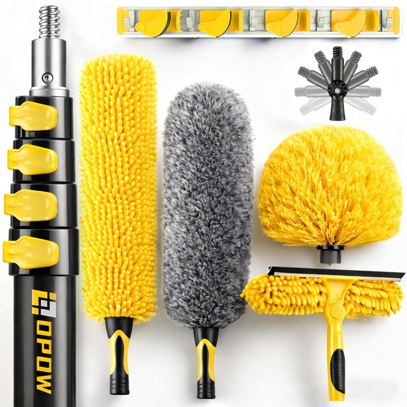 36 Foot High Ceiling Duster Kits with 730ft Heavy Duty Extension Pole High Reach Duster for CleaningMicrofiber Feather DusterCobweb DusterCeiling Fan DusterWindow Squeegee Cleaner