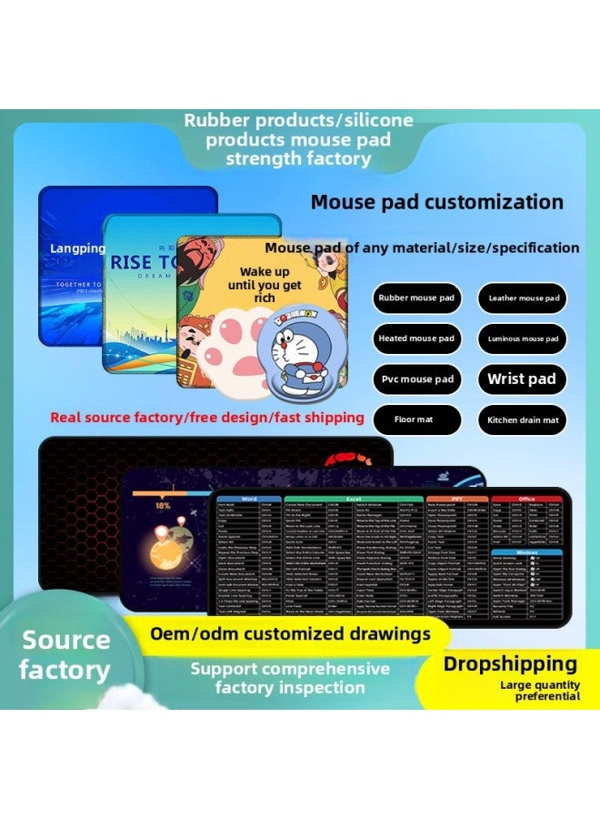 Customized Advertising Mouse Pad With Pictures, Customized Calendar Promotion, Small Batch Free Custom-Made Logo Gift Desk Pad-Color:5mm Thickness Overlock + Printing-Pattern:400*450mm - Image 2