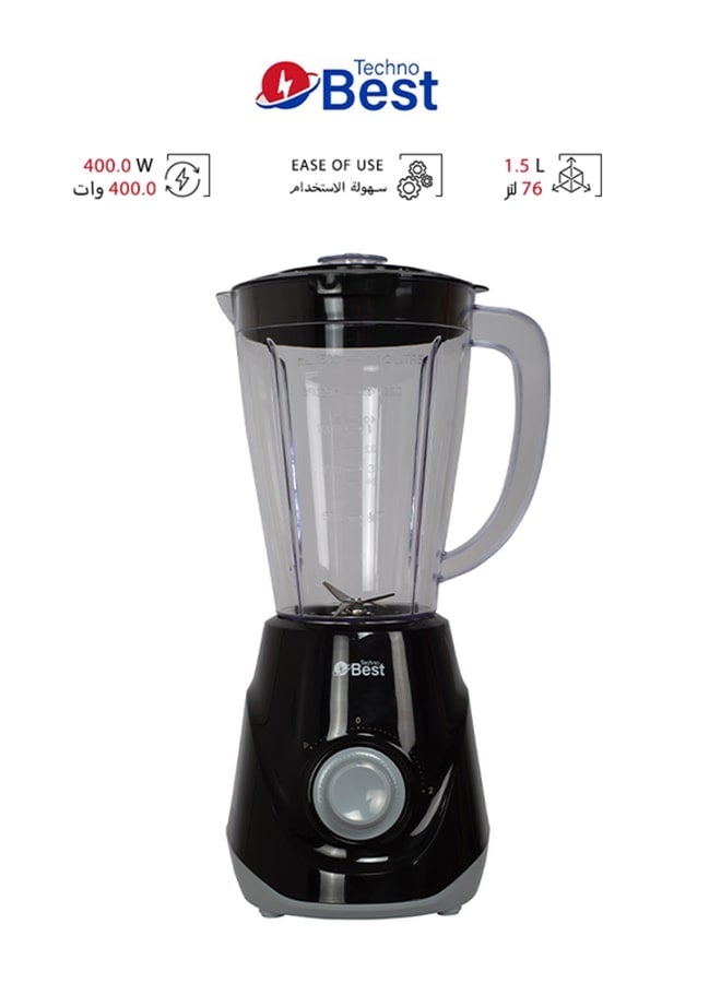 تكنو بيست خلاط 1.5 L 400 W BSB-002P أسود - Image 1