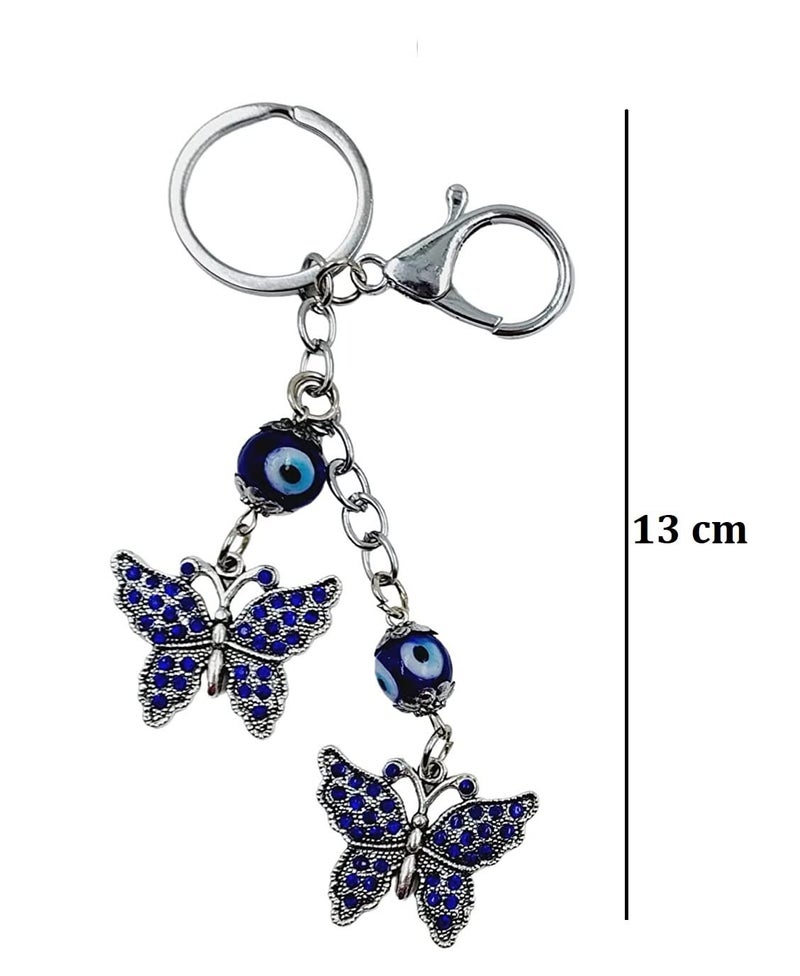 ARTISKRITI Evil Eye Keychain for Girls Key Ring for Purse, Mobile, Wallet, Keys and Side Bags (Blue Butterfly) - Image 3