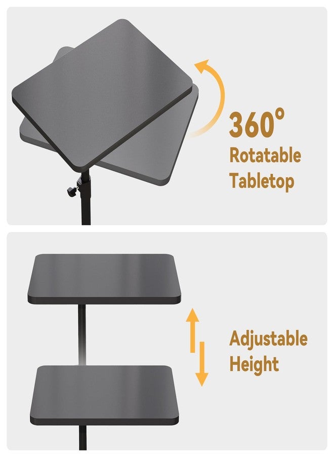 NiHome Minimalist Height Adjustable End Table, 360° Rotatable Sofa Armrest Side Tray Table, Adjustable Legs Space-Saving Couch Bedside TV Tray C-Shaped End Table Snack Table for Eating(Black) - Image 3